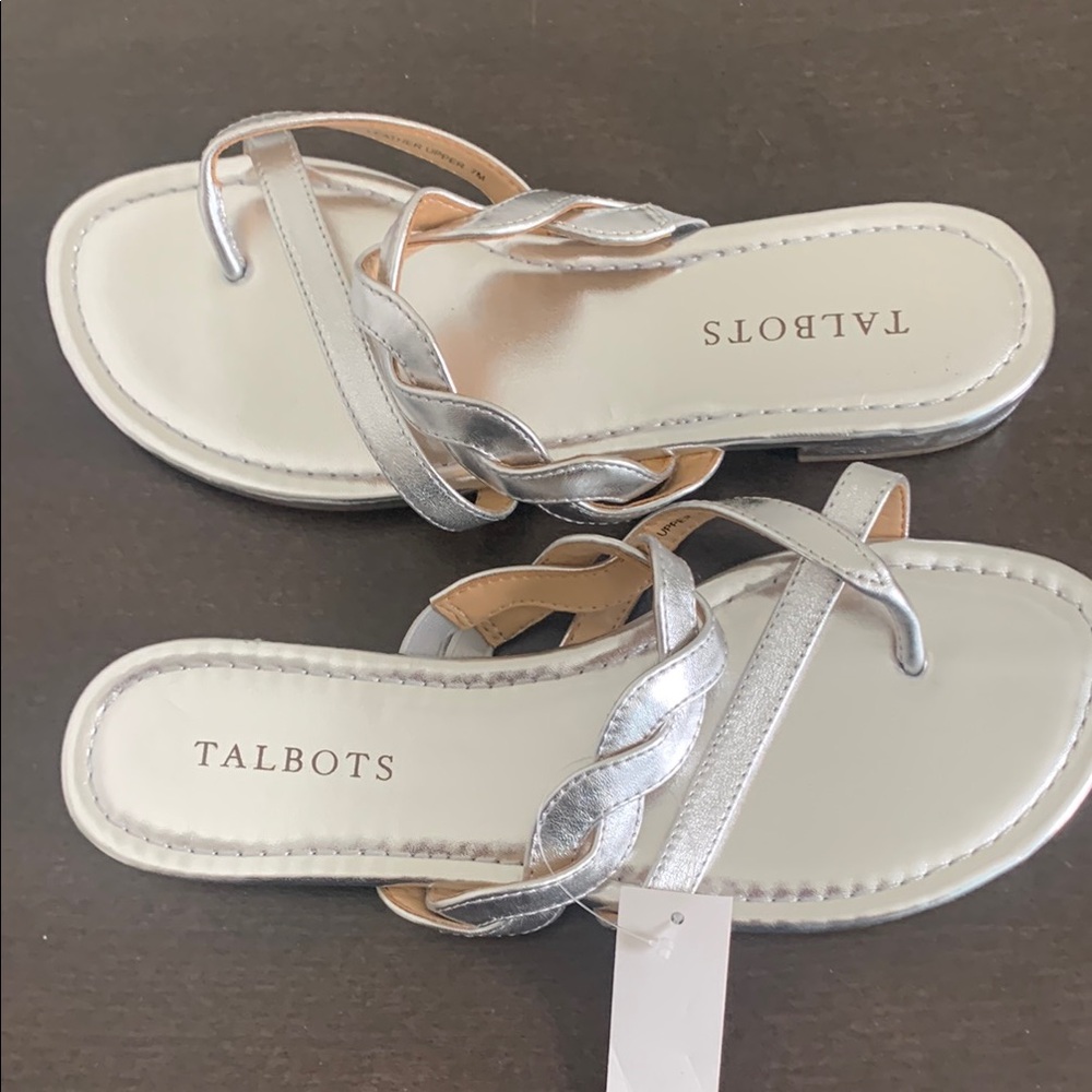 Talbots Silver Sandals Elegant Minimalist Design - Picture 7 of 7